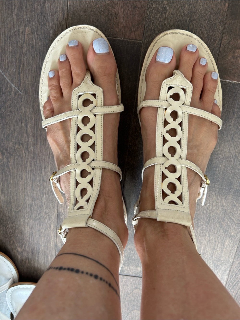 Coach Women’s  Leather Sandals in Cream